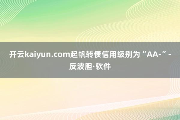 开云kaiyun.com起帆转债信用级别为“AA-”-反波胆·软件