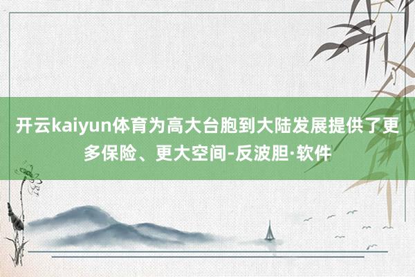 开云kaiyun体育为高大台胞到大陆发展提供了更多保险、更大空间-反波胆·软件