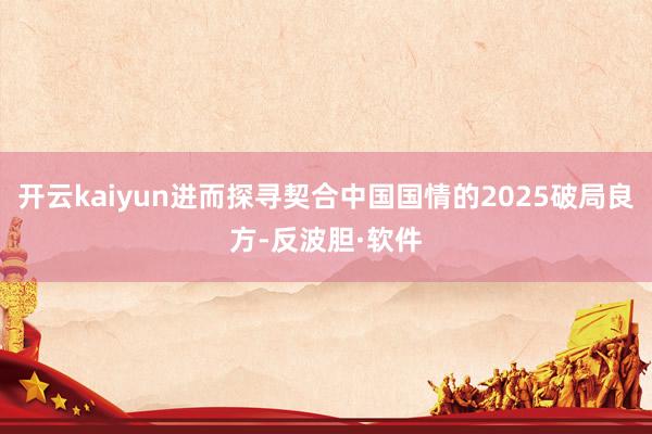 开云kaiyun进而探寻契合中国国情的2025破局良方-反波胆·软件