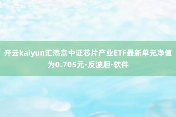 开云kaiyun汇添富中证芯片产业ETF最新单元净值为0.705元-反波胆·软件