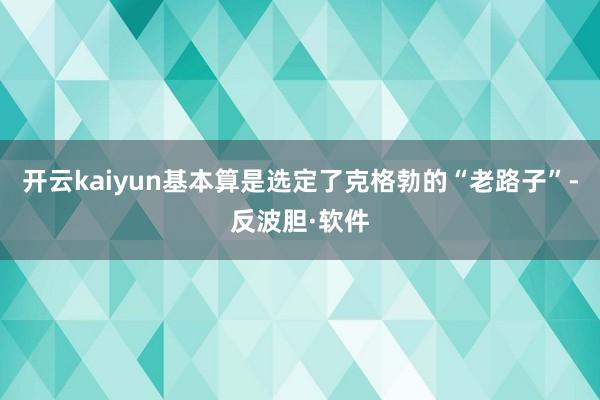 开云kaiyun基本算是选定了克格勃的“老路子”-反波胆·软件