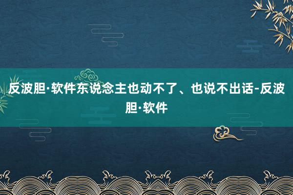 反波胆·软件东说念主也动不了、也说不出话-反波胆·软件