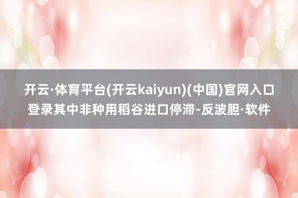 开云·体育平台(开云kaiyun)(中国)官网入口登录其中非种用稻谷进口停滞-反波胆·软件