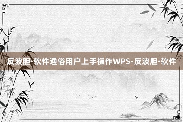 反波胆·软件通俗用户上手操作WPS-反波胆·软件