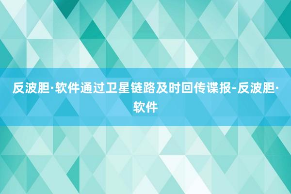 反波胆·软件通过卫星链路及时回传谍报-反波胆·软件