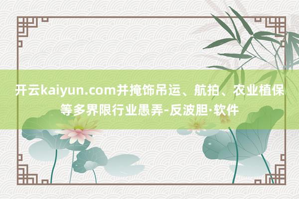 开云kaiyun.com并掩饰吊运、航拍、农业植保等多界限行业愚弄-反波胆·软件