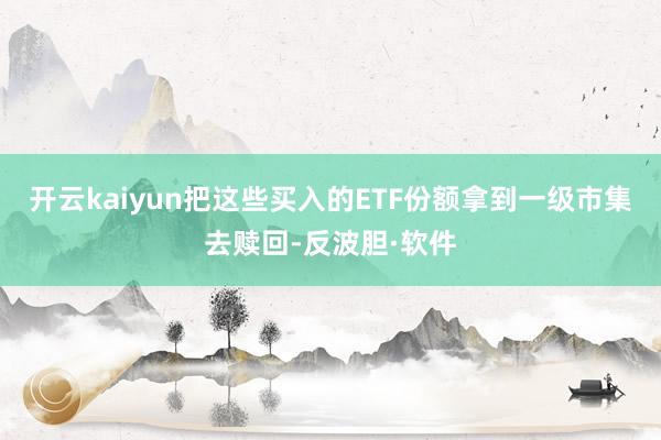 开云kaiyun把这些买入的ETF份额拿到一级市集去赎回-反波胆·软件