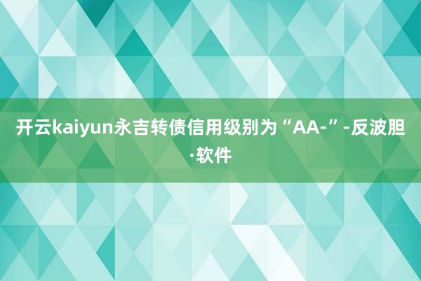 开云kaiyun永吉转债信用级别为“AA-”-反波胆·软件