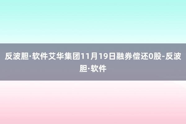 反波胆·软件艾华集团11月19日融券偿还0股-反波胆·软件