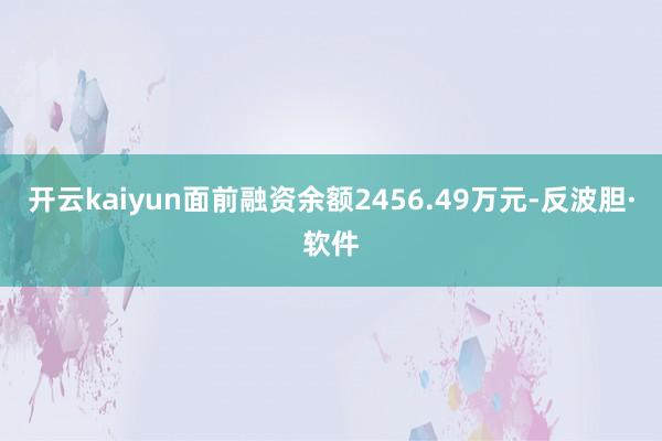开云kaiyun面前融资余额2456.49万元-反波胆·软件
