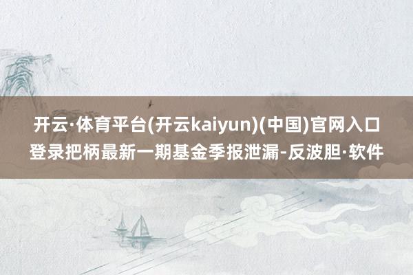 开云·体育平台(开云kaiyun)(中国)官网入口登录把柄最新一期基金季报泄漏-反波胆·软件