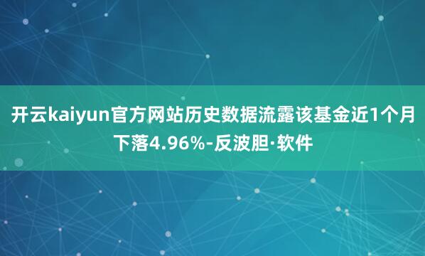 开云kaiyun官方网站历史数据流露该基金近1个月下落4.96%-反波胆·软件
