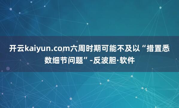 开云kaiyun.com六周时期可能不及以“措置悉数细节问题”-反波胆·软件