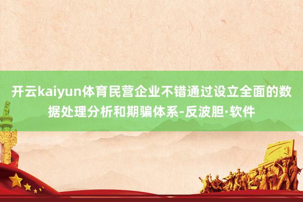 开云kaiyun体育民营企业不错通过设立全面的数据处理分析和期骗体系-反波胆·软件