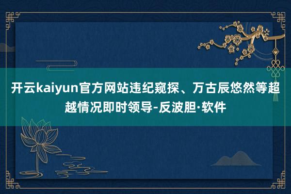 开云kaiyun官方网站违纪窥探、万古辰悠然等超越情况即时领导-反波胆·软件