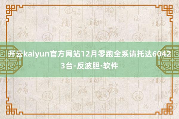 开云kaiyun官方网站12月零跑全系请托达60423台-反波胆·软件